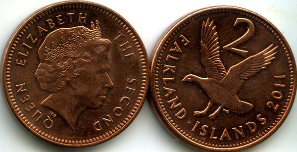 Монета 2 пенса 2011г Фолклендские острова