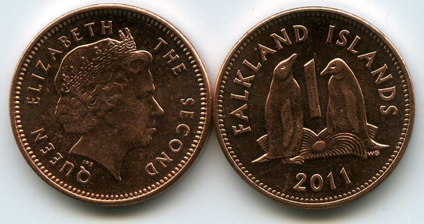 Монета 1 пенс 2011г Фолклендские острова