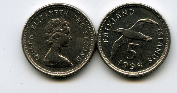 Монета 5 пенсов 1998г Фолклендские острова