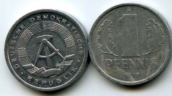 Монета 1 пфенинг 1979г Германия