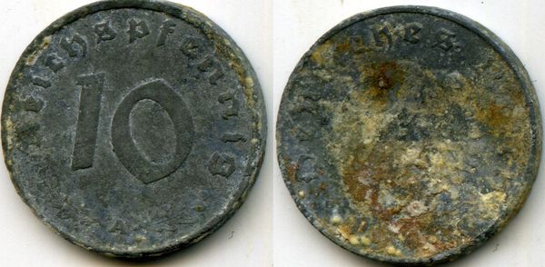 Монета 10 рейхспфенингов 1941г А сост1 Германия