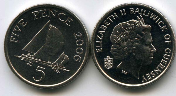 Монета 5 пенсов 2006г Великобритания(Гернси)