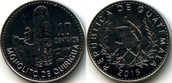 Монета 10 сентавос 2015г Гватемала