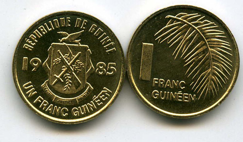 Монета 1 франк 1985г Гвинея