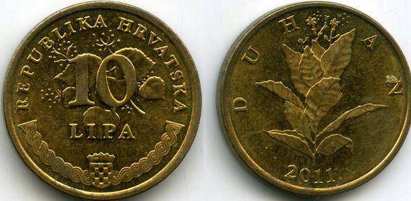 Монета 10 липа 2011г Хорватия