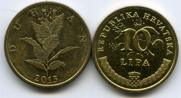 Монета 10 липа 2013г Хорватия