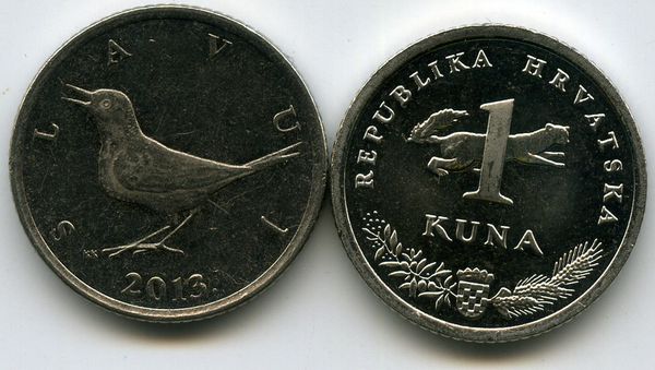 Монета 1 куна 2013г хор Хорватия