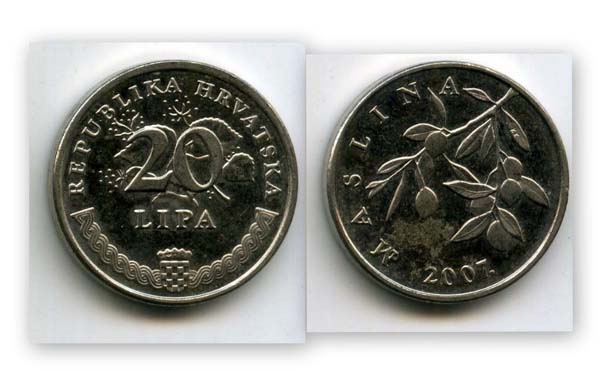 Монета 20 липа 2007г Хорватия