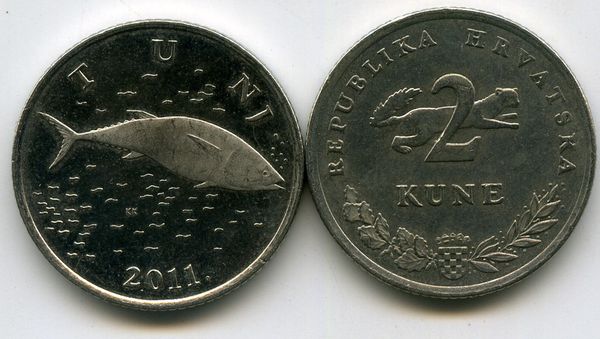 Монета 2 куны 2011г хор Хорватия
