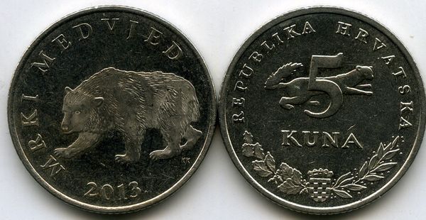 Монета 5 куна 2013г Хорватия
