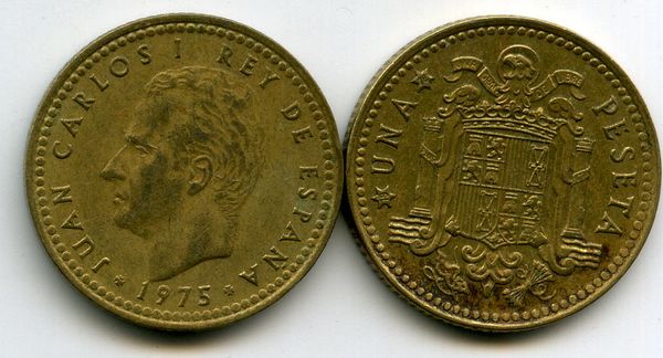 Монета 1 песета 1976г Испания