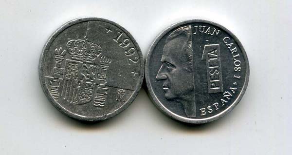 Монета 1 песета 1992г Испания