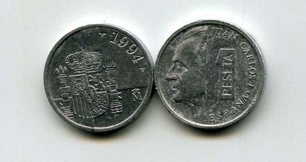 Монета 1 песета 1994г Испания