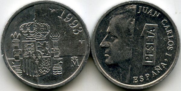 Монета 1 песета 1993г Испания