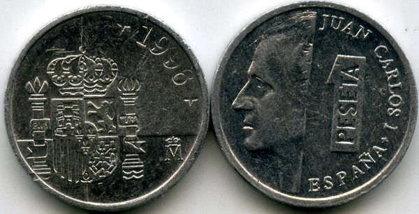 Монета 1 песета 1996г Испания