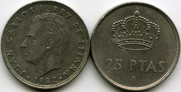 Монета 25 песет 1982г Испания
