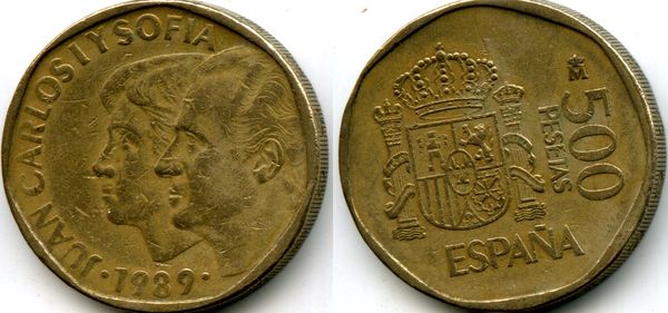 Монета 500 песет 1989г Испания