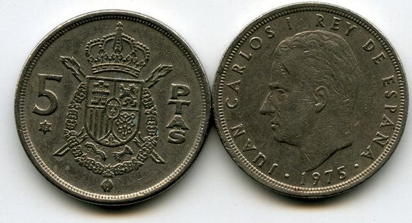 Монета 5 песет 1978г Испания