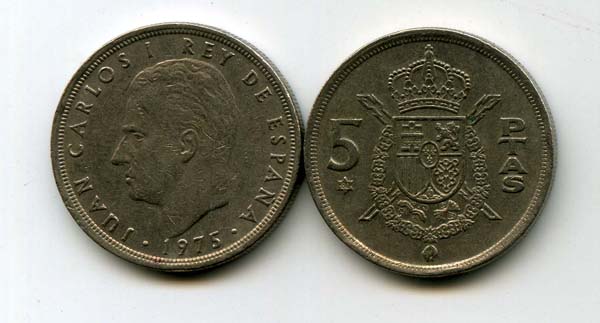 Монета 5 песет 1980г Испания
