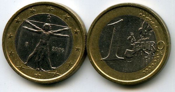 Монета 1 евро 2006г Италия