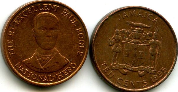 Монета 10 центов 1995г Ямайка