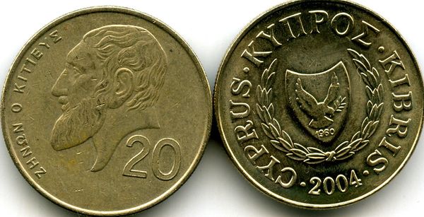 Монета 20 центов 2004г Кипр