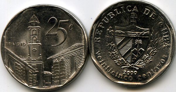 Монета 25 сентавос 2000г Куба