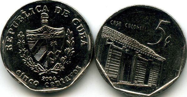 Монета 5 сентавос 2006г Куба