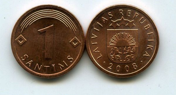 Монета 1 сентим 2008г ац Латвия