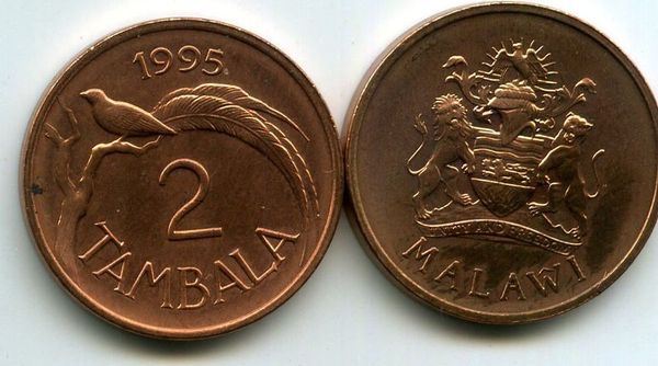 Монета 2 тамбала 1995г Малави