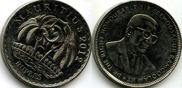 Монета 5 рупий 2012г Маврикий