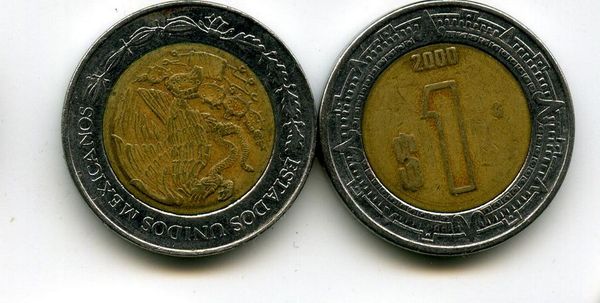 Монета 1 песо 2000г Мексика