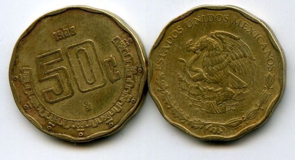 Монета 50 сентавос 1998г Мексика