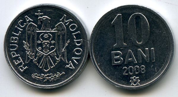 Монета 10 бани 2008г ац Молдавия