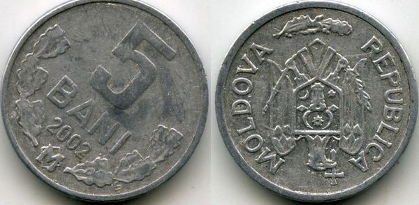 Монета 5 бани 2002г Молдавия