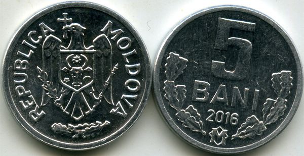 Монета 5 бани 2016г Молдавия