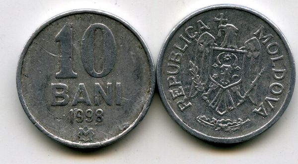 Монета 10 бани 1998г Молдавия