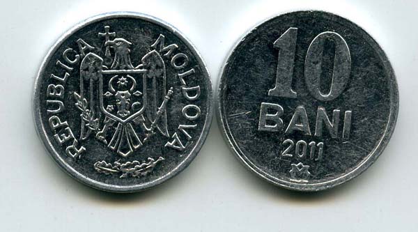 Монета 10 бани 2011г Молдавия