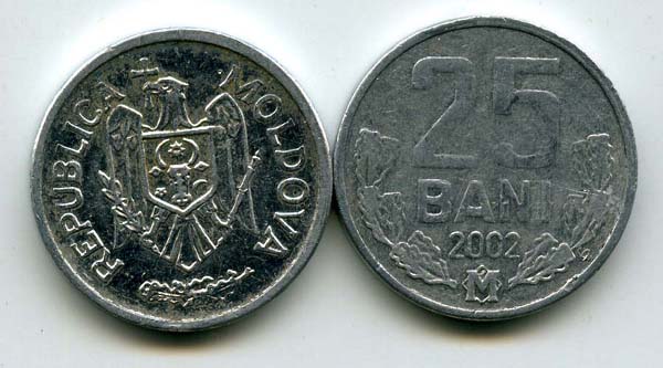 Монета 25 бани 2002г Молдавия