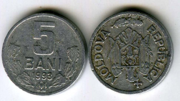 Монета 5 бани 1993г Молдавия
