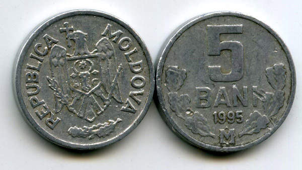 Монета 5 бани 1995г Молдавия