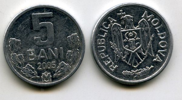 Монета 5 бани 2005г Молдавия