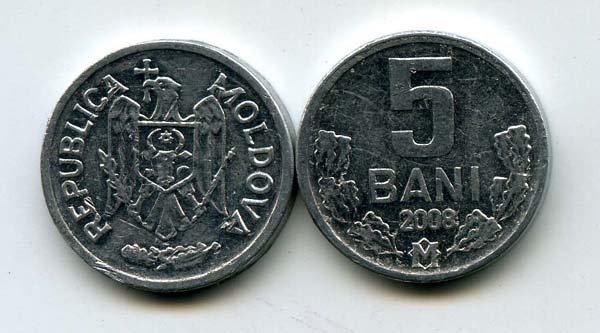 Монета 5 бани 2008г Молдавия