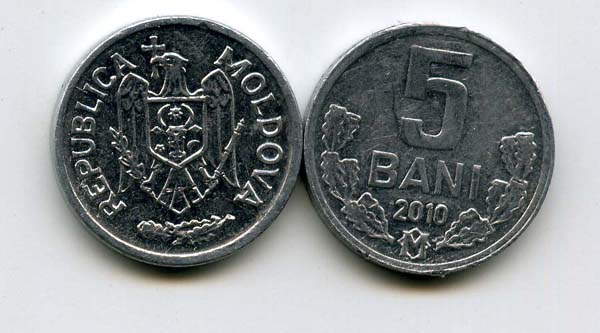 Монета 5 бани 2010г Молдавия