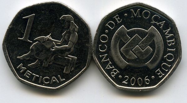 Монета 1 метикал 2006г Мозамбик