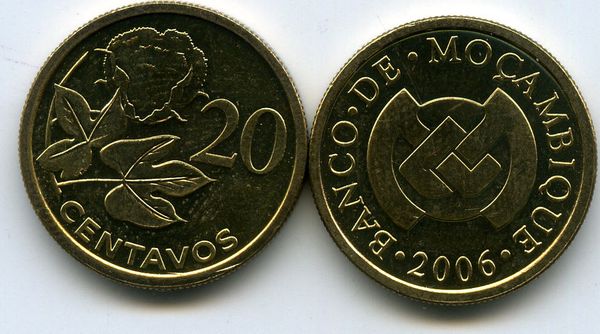 Монета 20 сентавос 2006г Мозамбик