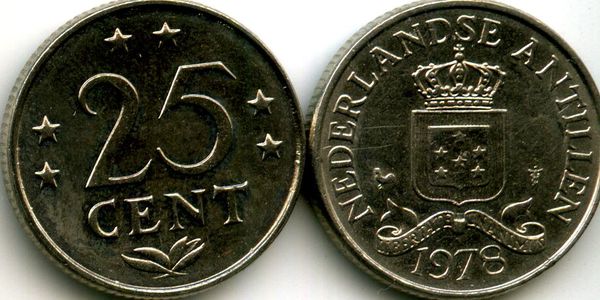 Монета 25 центов 1978г Нидерландские Антиллы