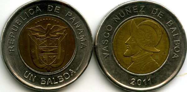 Монета 1 бальбоа 2011г Панама