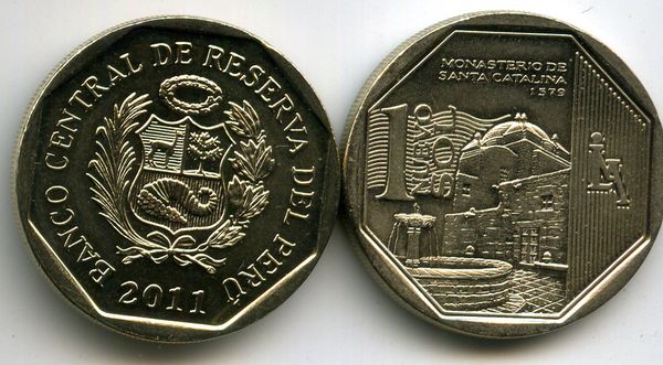 Монета 1 соль 2011г Санта-Каталина Перу