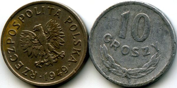Монета 10 грош 1949г мет Польша